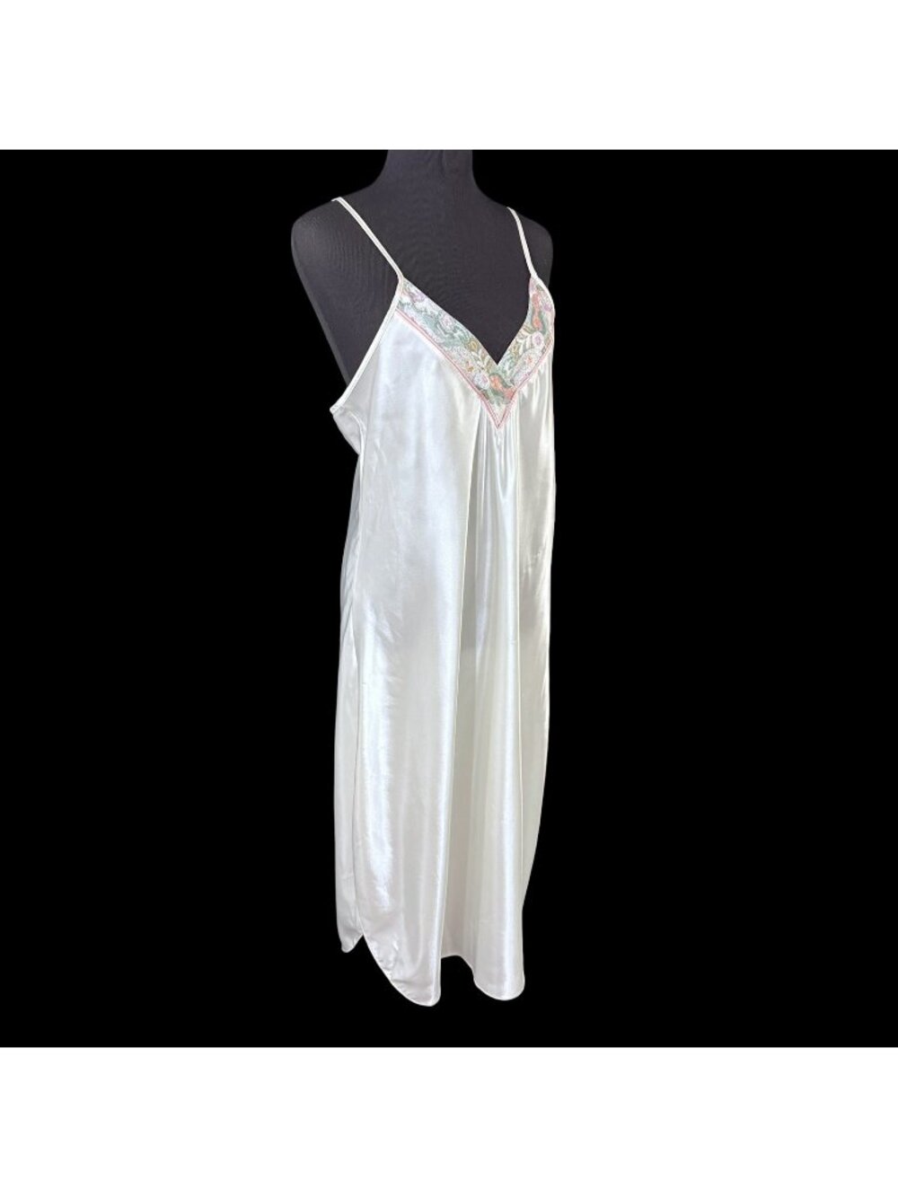 Lucie Ann II Size Large Long Nightgown Bridal White Satin Made in USA
